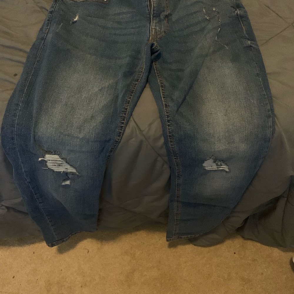 Distressed Blue Jeans
